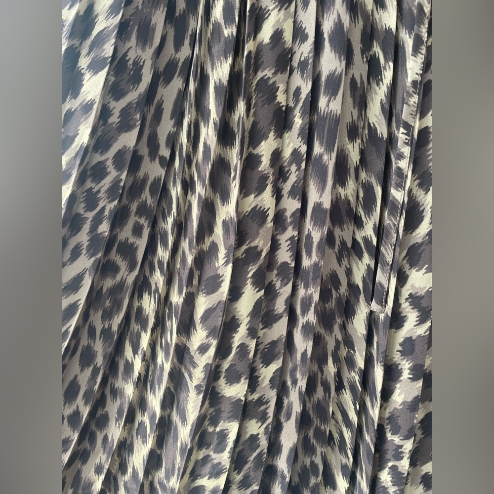 Banana Republic black brown animal print midi skirt, elastic waist, drawstring;S - Picture 3 of 7